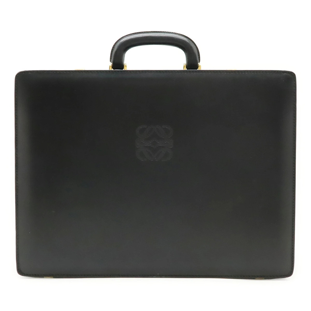 Loewe Anagram Attache Case Bag Business Briefcase Trunk Leather Black